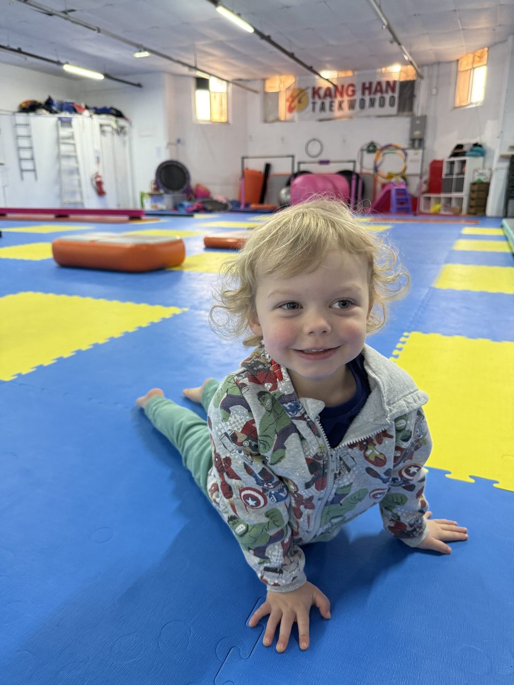 A young gymnast on the mats