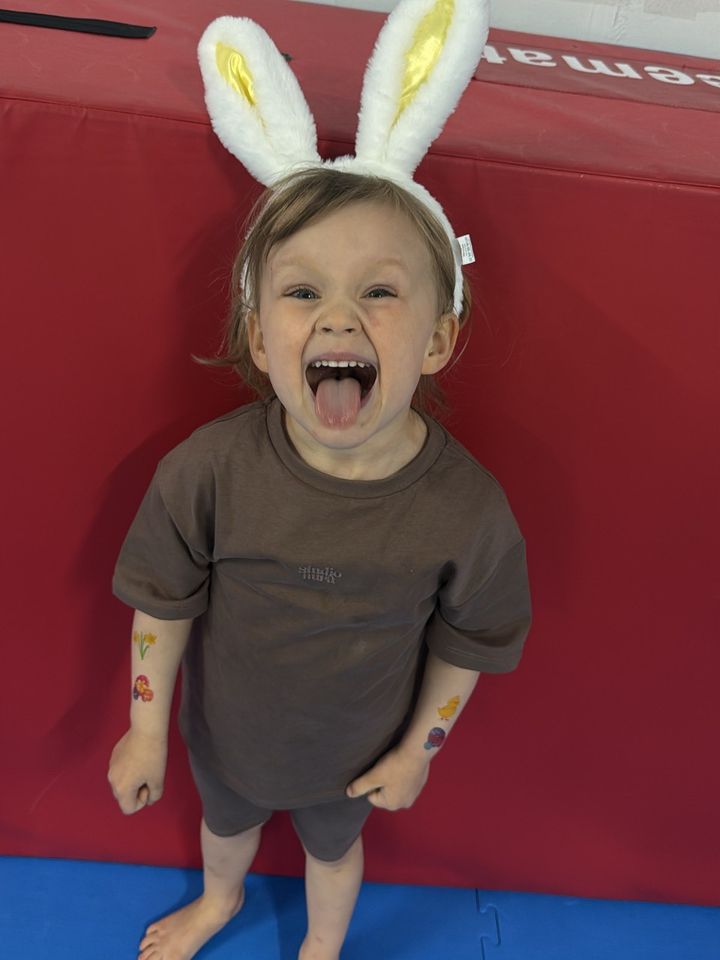 A preschool gymnast in the gym
